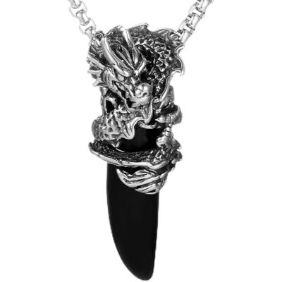 DonDon Collier Homme avec Pendentif en Forme de dent en Acier Inoxydable dans Une Pochette en Velours - Publicité DonDon Collier Homme avec Pendentif en Forme de dent en Acier Inoxydable dans Une Pochette en Velours - Publicité