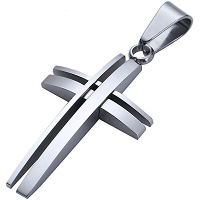 DonDon Pendentif Homme en Forme de Croix Moderne argenté e - Publicité DonDon Pendentif Homme en Forme de Croix Moderne argenté e - Publicité