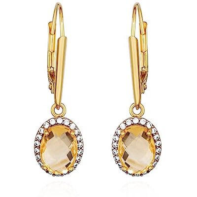NKlaus Paire de boucles d'oreilles ou pendentif en or jaune 333 8 carats avec pierre précieuse véritable citrine - Publicité NKlaus Paire de boucles d'oreilles ou pendentif en or jaune 333 8 carats avec pierre précieuse véritable citrine - Publicité