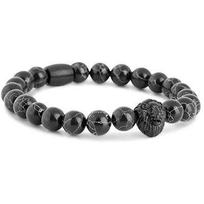 Akitsune Regis Bracelet de Perles Bijoux de Bras Femme Homme Perles Lion Noir Mat Turquoise Noir 20cm - Publicité Akitsune Regis Bracelet de Perles Bijoux de Bras Femme Homme Perles Lion Noir Mat Turquoise Noir 20cm - Publicité
