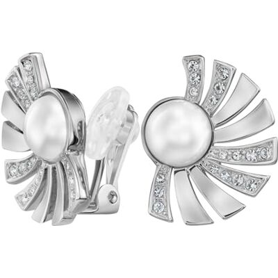 Traveller Boucles d'oreilles à clip éventails perle cristaux plaqué or ou platine, Cristal - Publicité Traveller Boucles d'oreilles à clip éventails perle cristaux plaqué or ou platine, Cristal - Publicité