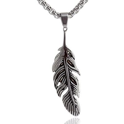 DonDon Collier pour Homme en Acier Inoxydable et Pendentif avec Plume pdoré t-Bonheur dans Une Pochette en Velours Noir - Publicité DonDon Collier pour Homme en Acier Inoxydable et Pendentif avec Plume pdoré t-Bonheur dans Une Pochette en Velours Noir - Publicité