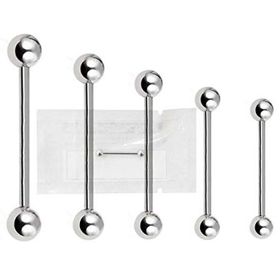 WARRIOR Piercing langue barbell stérile bijoux de Corps Anneau en acier chirurgical 316L 14G(1,6mm) avec deux boule 4mm de long 14/16mm (14) - Publicité WARRIOR Piercing langue barbell stérile bijoux de Corps Anneau en acier chirurgical 316L 14G(1,6mm) avec deux boule 4mm de long 14/16mm (14) - Publicité