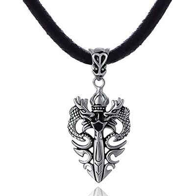 DonDon Collier pour homme en cuir 50 cm et pendentif dragon en acier inoxydable avec pierre noire dans une pochette en velours - Publicité DonDon Collier pour homme en cuir 50 cm et pendentif dragon en acier inoxydable avec pierre noire dans une pochette en velours - Publicité