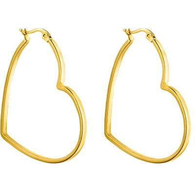Purelei Boucles d’oreilles créoles femme acier inoxydable cœur 44,5x42mm résistantes à l’eau hypoallergéniques style élégant bijou mode pour toute occasion - Publicité Purelei Boucles d’oreilles créoles femme acier inoxydable cœur 44,5x42mm résistantes à l’eau hypoallergéniques style élégant bijou mode pour toute occasion - Publicité