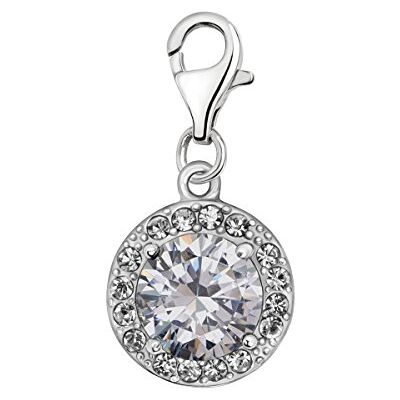 Quiges Charm Pendentif en Argent 925 Cristaux Ronds avec Fermoir - Publicité Quiges Charm Pendentif en Argent 925 Cristaux Ronds avec Fermoir - Publicité