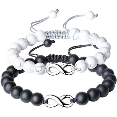 COAI Bracelet pour Couple Breloque Infini Yin Yang Onyx Mat Howlite Ajustable - Publicité COAI Bracelet pour Couple Breloque Infini Yin Yang Onyx Mat Howlite Ajustable - Publicité