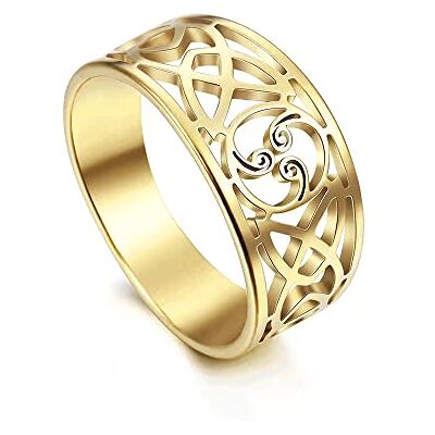 BlackAmazement Bague en acier inoxydable 316L Triskle Triskel symbole ornement argent rose or celte viking femme homme, Acier inoxydable - Publicité BlackAmazement Bague en acier inoxydable 316L Triskle Triskel symbole ornement argent rose or celte viking femme homme, Acier inoxydable - Publicité