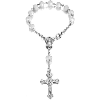 BOBIJOO JEWELRY Mini Chapelet Voiture Camion Bracelet Marie Vierge Croix Pendentif Argent et blanc - Publicité BOBIJOO JEWELRY Mini Chapelet Voiture Camion Bracelet Marie Vierge Croix Pendentif Argent et blanc - Publicité