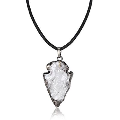 COAI Collier Cordon en Cuir Pendentif Flèche Pierres Véritables Cristal de Roche Femme - Publicité COAI Collier Cordon en Cuir Pendentif Flèche Pierres Véritables Cristal de Roche Femme - Publicité