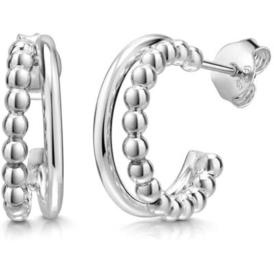 MATERIA by Matthias Wagner Créoles doubles pour femmes en argent 925 avec boules # - Publicité MATERIA by Matthias Wagner Créoles doubles pour femmes en argent 925 avec boules # - Publicité