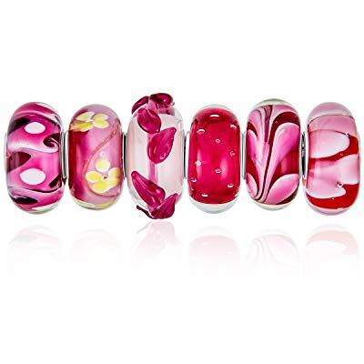 Bling Jewelry Charme Tourbillonnant En Verre Murano Rose Mixte Pour Bracelet En Argent Sterling Set 3 - Publicité Bling Jewelry Charme Tourbillonnant En Verre Murano Rose Mixte Pour Bracelet En Argent Sterling Set 3 - Publicité