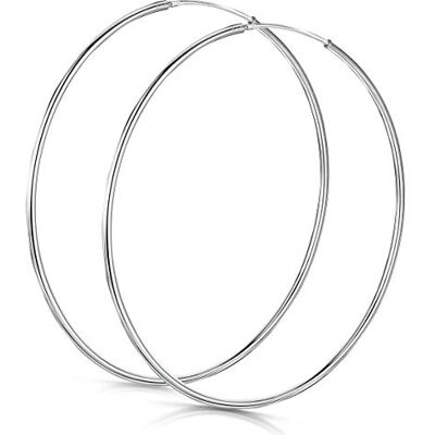 Amberta® Anneaux Infinis En Argent Fin Sterling 925 – Boucle D’Oreille Ronde – Diamètre: 20 30 40 60 75 mm (60mm) - Publicité Amberta® Anneaux Infinis En Argent Fin Sterling 925 – Boucle D’Oreille Ronde – Diamètre: 20 30 40 60 75 mm (60mm) - Publicité