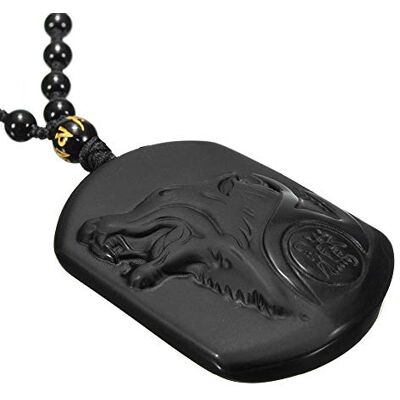 BlackAmazement Collier Pendentif Obsidienne Pierre Naturelle Chaîne Loup Noir Homme Femme Biker - Publicité BlackAmazement Collier Pendentif Obsidienne Pierre Naturelle Chaîne Loup Noir Homme Femme Biker - Publicité