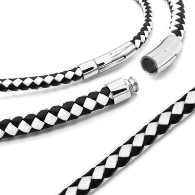 SoulCats Collier en Cuir tressé en Acier Inoxydable Levier ziplock Cuir Marron foncé, Couleur: Noir/Blanc - Publicité SoulCats Collier en Cuir tressé en Acier Inoxydable Levier ziplock Cuir Marron foncé, Couleur: Noir/Blanc - Publicité