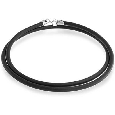 Bling Jewelry Cordon De Collier En Caoutchouc Noir Pour Femmes Hommes Et Adolescents. Fermoir En Argent Sterling .925 De 16 Pouces - Publicité Bling Jewelry Cordon De Collier En Caoutchouc Noir Pour Femmes Hommes Et Adolescents. Fermoir En Argent Sterling .925 De 16 Pouces - Publicité