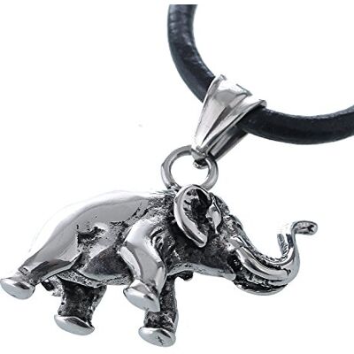 DonDon Collier Homme en Cuir, 50 cm, et Pendentif avec Elephant pdoré t-Bonheur en Acier Inoxydable dans Une Pochette en Velours - Publicité DonDon Collier Homme en Cuir, 50 cm, et Pendentif avec Elephant pdoré t-Bonheur en Acier Inoxydable dans Une Pochette en Velours - Publicité