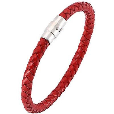 ZENSE Bracelet rouge en cuir tressé pour homme - Publicité ZENSE Bracelet rouge en cuir tressé pour homme - Publicité