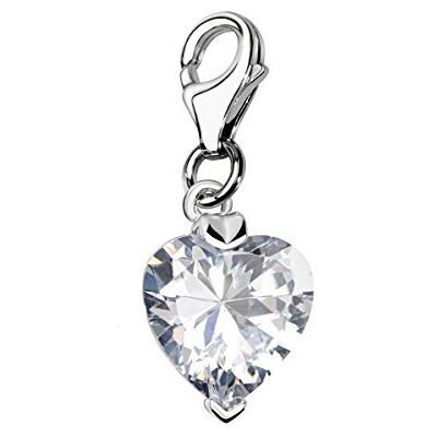 Quiges Charm Pendentif Breloque avec Fermoir Femme Plaqué Argent Coeur Blanc Cristal Coeur Zircone - Publicité Quiges Charm Pendentif Breloque avec Fermoir Femme Plaqué Argent Coeur Blanc Cristal Coeur Zircone - Publicité