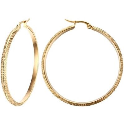 BOBIJOO Jewelry Paire de Boucles d'Oreilles Créoles Femme Ronde Acier 316L Or Doré Plaqué Pendantes Martelées 45mm - Publicité BOBIJOO Jewelry Paire de Boucles d'Oreilles Créoles Femme Ronde Acier 316L Or Doré Plaqué Pendantes Martelées 45mm - Publicité