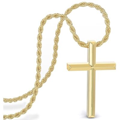 SERASAR Collier Croix Homme avec Pendentif 50cm Chaine Or Bijoux Plaqué Idée Cadeau Anniversaire Fête des Pères Punk Rock Saint Valentin - Publicité SERASAR Collier Croix Homme avec Pendentif 50cm Chaine Or Bijoux Plaqué Idée Cadeau Anniversaire Fête des Pères Punk Rock Saint Valentin - Publicité