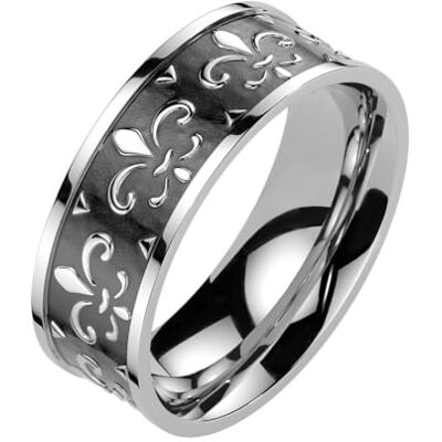 BlackAmazement Bague en acier inoxydable Fleur de lys Argenté Pour homme - Publicité BlackAmazement Bague en acier inoxydable Fleur de lys Argenté Pour homme - Publicité