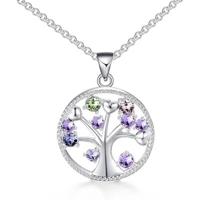 Philip Jones Collier Chakra Arbre de Vie Plaqué Argent Créé avec des Cristaux Zircondia® - Publicité Philip Jones Collier Chakra Arbre de Vie Plaqué Argent Créé avec des Cristaux Zircondia® - Publicité
