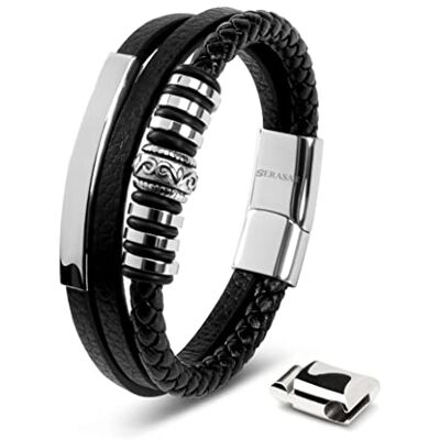 SERASAR Bracelet Homme Cuir Fermoir Magnétique Acier Inoxydable Briller Cuir De Vachette Véritable Bracelets Style Tressé Coffret Cadeau Bijoux Inclus D'Accessoires de Mode Pour Homme - Publicité SERASAR Bracelet Homme Cuir Fermoir Magnétique Acier Inoxydable Briller Cuir De Vachette Véritable Bracelets Style Tressé Coffret Cadeau Bijoux Inclus D'Accessoires de Mode Pour Homme - Publicité