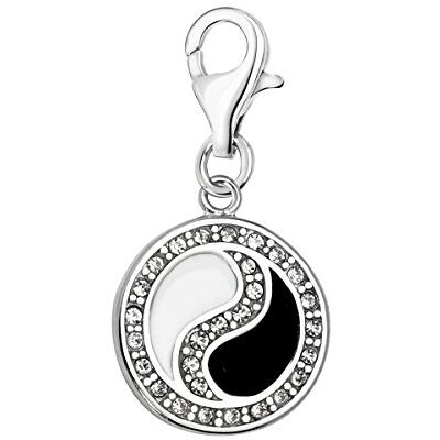 Quiges Charm Pendentif Breloque avec Fermoir Femme Plaqué Argent Zircone Blanche Et Émail Symbole 3D Yin Yang Yin Yang - Publicité Quiges Charm Pendentif Breloque avec Fermoir Femme Plaqué Argent Zircone Blanche Et Émail Symbole 3D Yin Yang Yin Yang - Publicité