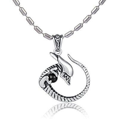 DonDon Collier Homme 55 cm avec pendentif Alien en acier inoxydable et pierre noire Livré dans une pochette velours, Acier inoxydable, Zircone cubique - Publicité DonDon Collier Homme 55 cm avec pendentif Alien en acier inoxydable et pierre noire Livré dans une pochette velours, Acier inoxydable, Zircone cubique - Publicité