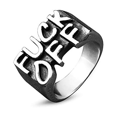 BlackAmazement Bague en acier inoxydable 316L Lettres F-Off Argent Punk Biker Pour homme, acier inoxydable - Publicité BlackAmazement Bague en acier inoxydable 316L Lettres F-Off Argent Punk Biker Pour homme, acier inoxydable - Publicité