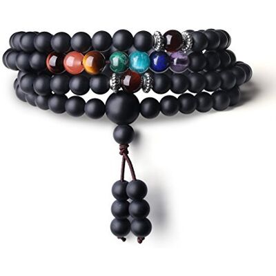 COAI Collier Mala 108 Perles, Bracelet Multi-Tours, Collier Sept Chakras, Bracelet Onyx Mat pour Hommes/Femmes - Publicité COAI Collier Mala 108 Perles, Bracelet Multi-Tours, Collier Sept Chakras, Bracelet Onyx Mat pour Hommes/Femmes - Publicité