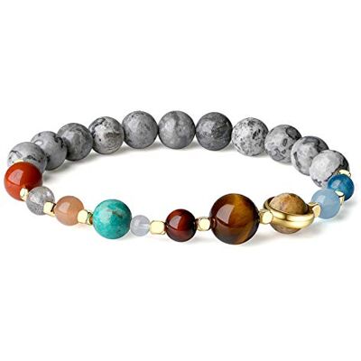 COAI Bracelet Système Solaire, Bracelet Jaspe pour Femme/Homme, 16.5-18cm - Publicité COAI Bracelet Système Solaire, Bracelet Jaspe pour Femme/Homme, 16.5-18cm - Publicité