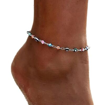 Clataly Bracelets de cheville colorés doré/argenté Perles Bijoux réglables pour femme One size Métal - Publicité Clataly Bracelets de cheville colorés doré/argenté Perles Bijoux réglables pour femme One size Métal - Publicité