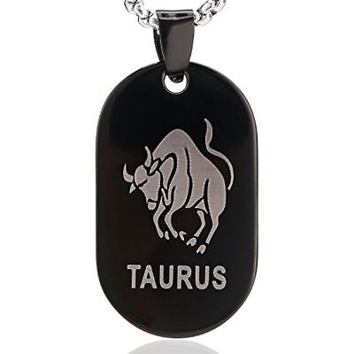 DonDon Collier Homme 52 cm avec Pendentif Signe du zodique Noir-argenté en Acier Inoxydable dans Une Pochette en Velours Taureau - Publicité DonDon Collier Homme 52 cm avec Pendentif Signe du zodique Noir-argenté en Acier Inoxydable dans Une Pochette en Velours Taureau - Publicité