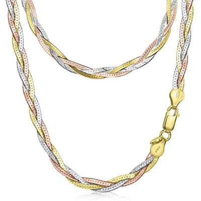 Amberta Collier pour Femmes en Argent 925/1000 Maille Miroir 4.2 mm Longueur 45 cm: Multicouleurs - Publicité Amberta Collier pour Femmes en Argent 925/1000 Maille Miroir 4.2 mm Longueur 45 cm: Multicouleurs - Publicité