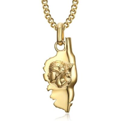 BOBIJOO Jewelry Pendentif Collier Corse Carte île de beauté Corsica Tête de Maure Acier Inoxydable Or Doré Plaqué Chaîne - Publicité BOBIJOO Jewelry Pendentif Collier Corse Carte île de beauté Corsica Tête de Maure Acier Inoxydable Or Doré Plaqué Chaîne - Publicité