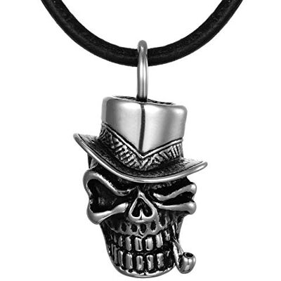 DonDon Collier Homme Cuir 50 cm Pendentif Tête de Mort Crâne Acier Inoxydable dans Petit Sac à Bijou - Publicité DonDon Collier Homme Cuir 50 cm Pendentif Tête de Mort Crâne Acier Inoxydable dans Petit Sac à Bijou - Publicité
