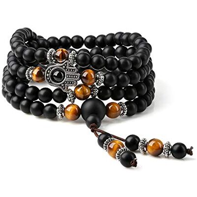 COAI Collier Mala, Collier Main de Fatma, Bracelet Onyx Noir & Œil de Tigre - Publicité COAI Collier Mala, Collier Main de Fatma, Bracelet Onyx Noir & Œil de Tigre - Publicité