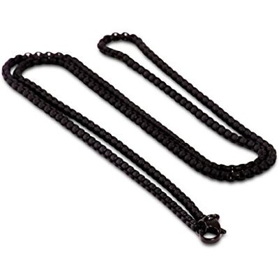 Akitsune Baca Chane 70 cm 3mm de Large Collier Femme Hommes Box Rolo en Acier Inoxydable Mousqueton Minimaliste Hommes Collier Noir Mat - Publicité Akitsune Baca Chane 70 cm 3mm de Large Collier Femme Hommes Box Rolo en Acier Inoxydable Mousqueton Minimaliste Hommes Collier Noir Mat - Publicité