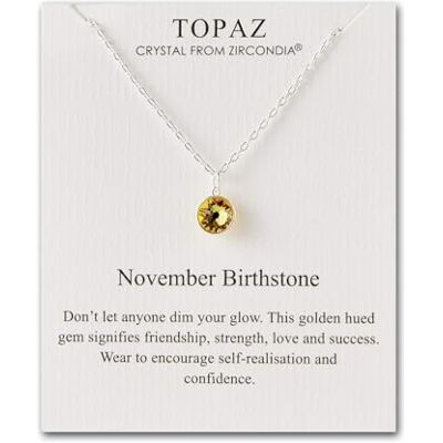 Philip Jones Collier de pierre de naissance de novembre (topaze) créé avec des cristaux Zircondia® - Publicité Philip Jones Collier de pierre de naissance de novembre (topaze) créé avec des cristaux Zircondia® - Publicité