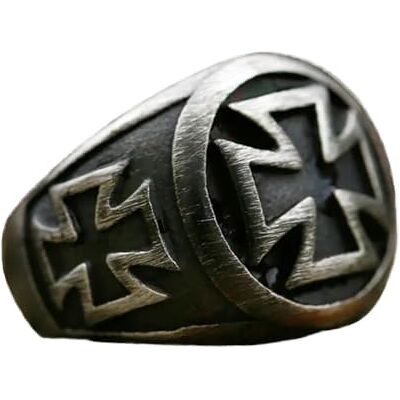 BlackAmazement Bague en acier inoxydable 316L Celtic Triple Iron Cross Noir Finition fer Heavy Metal Biker Homme, Acier inoxydable - Publicité BlackAmazement Bague en acier inoxydable 316L Celtic Triple Iron Cross Noir Finition fer Heavy Metal Biker Homme, Acier inoxydable - Publicité