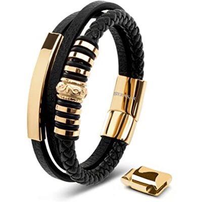 SERASAR Bracelet Homme Cuir or 20cm Acier Inoxydable Véritable Multi Tissé Réglable Tibetain Les Hommes Chaîne Tressé Accessoire Jeune Garcon Bijou Jewelry Luxe Leather Men Gift - Publicité SERASAR Bracelet Homme Cuir or 20cm Acier Inoxydable Véritable Multi Tissé Réglable Tibetain Les Hommes Chaîne Tressé Accessoire Jeune Garcon Bijou Jewelry Luxe Leather Men Gift - Publicité