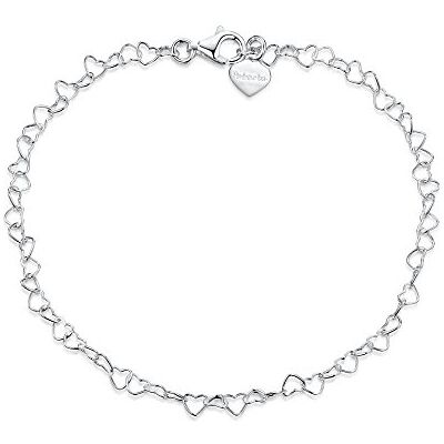 Amberta® Bijoux Bracelet de Cheville aux Maille Cœur Chaîne Argent 925/1000 Réglable Jusqu'à 24 cm Facilement Ajustable - Publicité Amberta® Bijoux Bracelet de Cheville aux Maille Cœur Chaîne Argent 925/1000 Réglable Jusqu'à 24 cm Facilement Ajustable - Publicité
