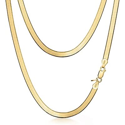 Amberta Chaîne Serpent Plate Pour Femme en Argent Sterling 925: Plaqué Or 18 Carats 4,5 mm 50 cm - Publicité Amberta Chaîne Serpent Plate Pour Femme en Argent Sterling 925: Plaqué Or 18 Carats 4,5 mm 50 cm - Publicité
