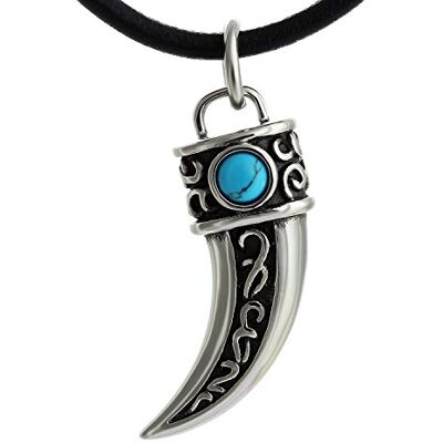 DonDon Collier en Cuir pour Homme 50 cm avec Pendentif Acier Inoxydable dent Bleue - Publicité DonDon Collier en Cuir pour Homme 50 cm avec Pendentif Acier Inoxydable dent Bleue - Publicité