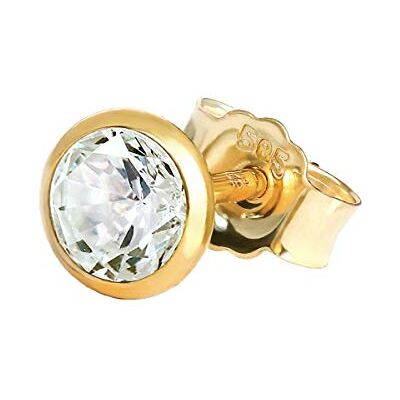 NKlaus Single clou d'oreille 5,0mm or jaune 585 or 14 carats hommes boucle d'oreille cristal zirconium blanc - Publicité NKlaus Single clou d'oreille 5,0mm or jaune 585 or 14 carats hommes boucle d'oreille cristal zirconium blanc - Publicité