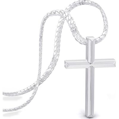 SERASAR Collier Croix Hommes Chaîne avec Pendentif Argent Bijoux pour Cuban Link Jésus Cadeau - Publicité SERASAR Collier Croix Hommes Chaîne avec Pendentif Argent Bijoux pour Cuban Link Jésus Cadeau - Publicité