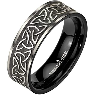 BlackAmazement Bague en acier inoxydable 316L Triqueta noeud trilinité Viking Celtes argent noir homme, Acier inoxydable - Publicité BlackAmazement Bague en acier inoxydable 316L Triqueta noeud trilinité Viking Celtes argent noir homme, Acier inoxydable - Publicité