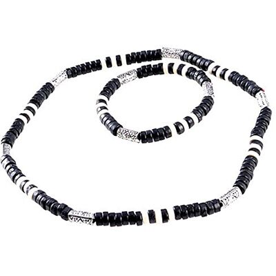 DonDon Collier et bracelet avec perles de bois de surfer - Publicité DonDon Collier et bracelet avec perles de bois de surfer - Publicité